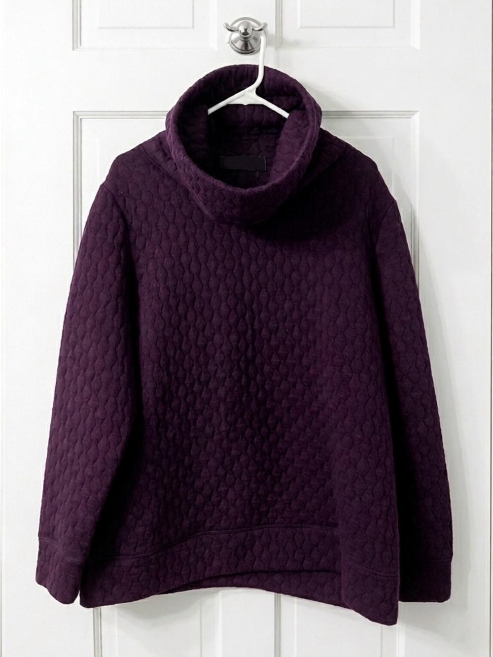 Plush Quilted Turtleneck Sweater Deep Plum